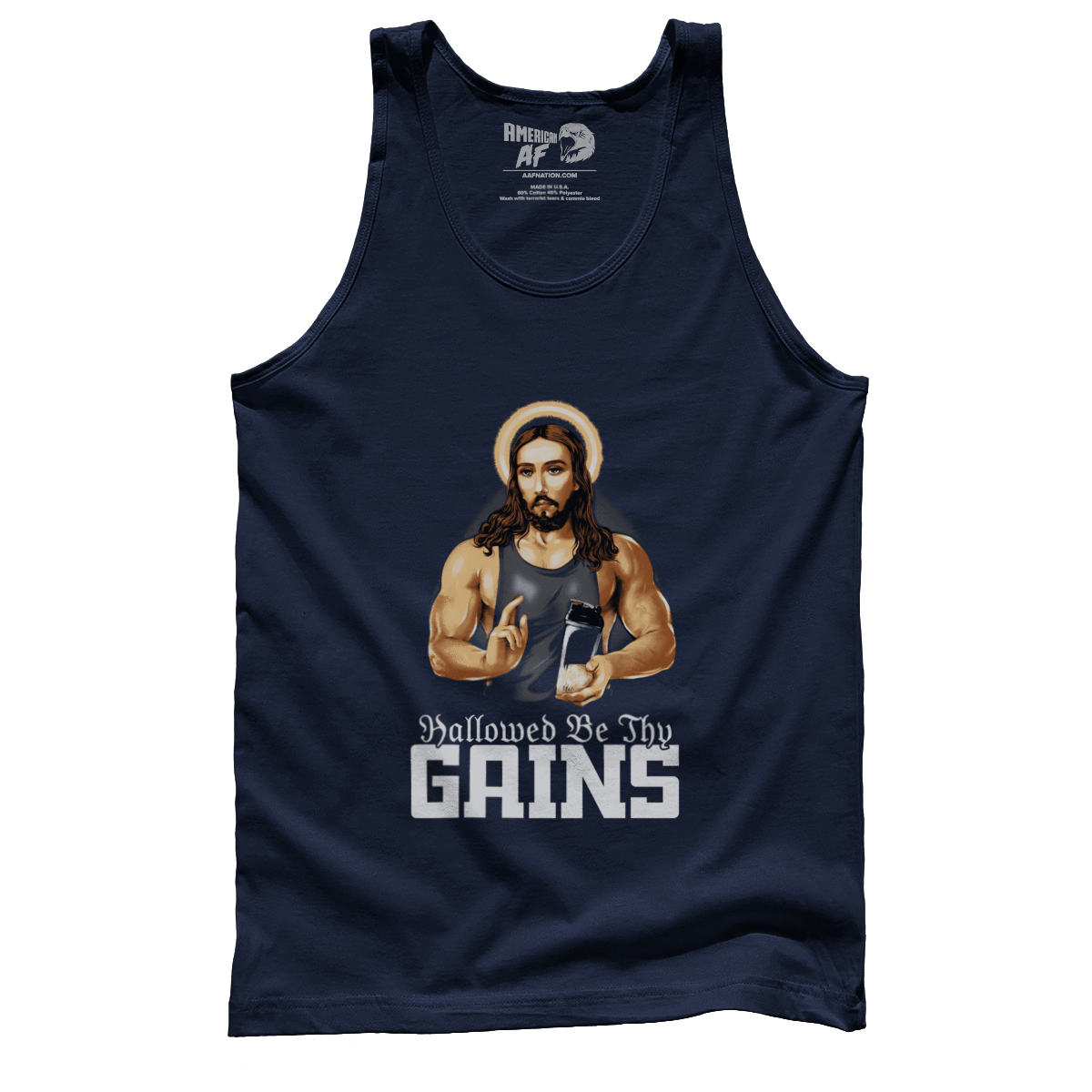 Hallowed Be Thy Gains Funny Muscle Jesus Weight Lifting Workout Humor Tank Top Clothing Shoes