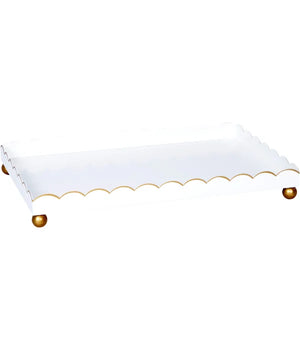 Rectangular White and Gold Tray - What in the World TX