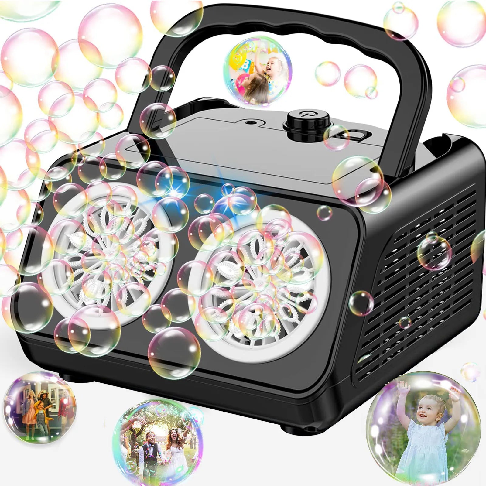 Automatic Bubble Machine Bubble Blower with 2 Fans, 20000+ Bubbles Per Minute