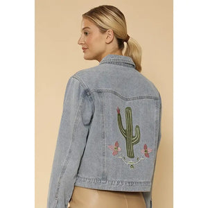 Cactus Denim Jacket - Giving Bracelets