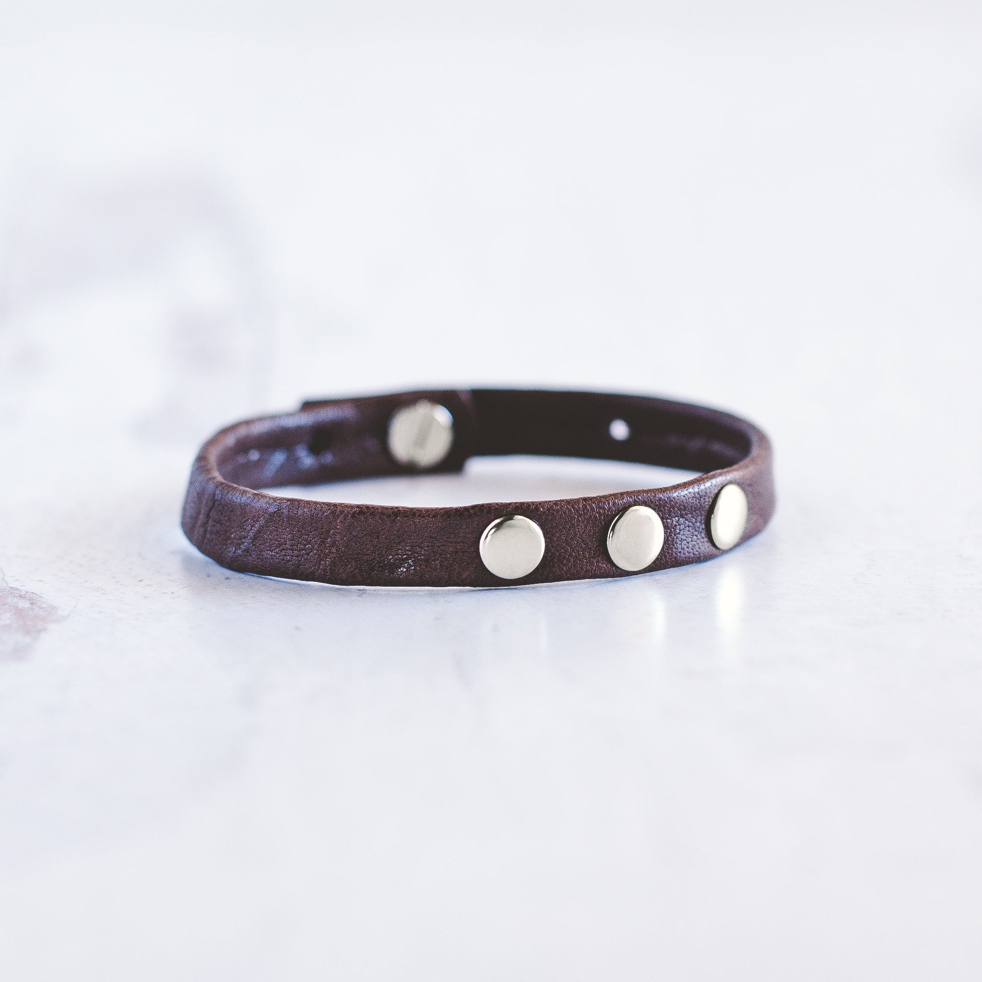 Triple Silver Thin Leather Band | Giving Bracelets