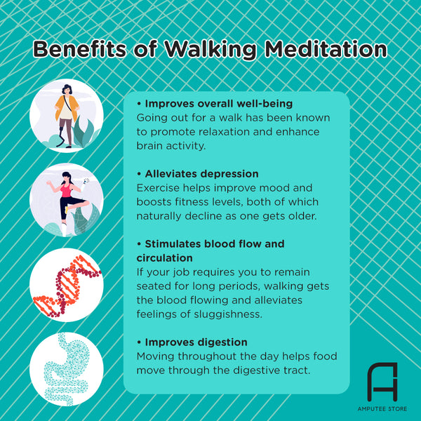 Benefits of walking meditation for amputees.