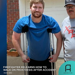Centerville firefighter recovers and learns how to walk again after accident.