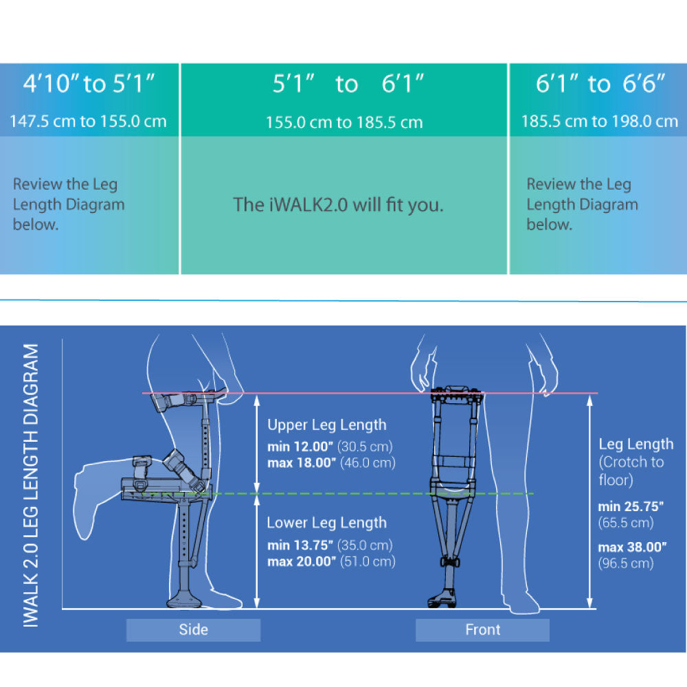 iwalk 3.0 sizing by height. If you are over 6 foot see chart.