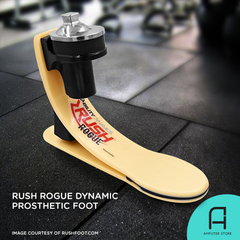 Rush Rogue prosthetic foot is designed to provide the most realistic and dynamic foot and ankle motion on any terrain.