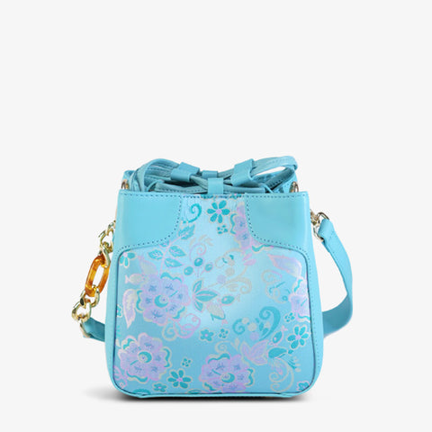 Song Brocade Mulberry Silk Peony Bucket Bag