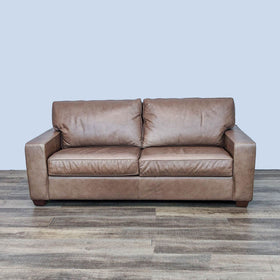Image of Pottery Barn Brown Leather Queen Sleeper