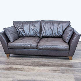 Image of Uk Marks & Spencer Contemporary Brown Leather Sofa