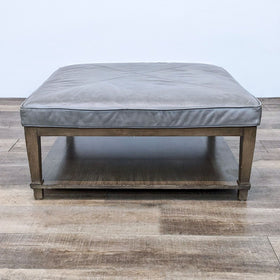 Image of Bassett Gray Leather Ottoman/Coffee Table