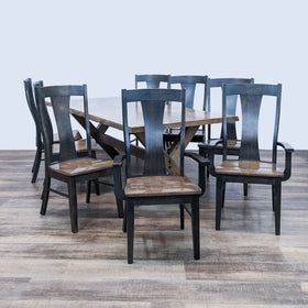 Image of Bassett Benchmade Crossbuck Maple Live Edge 9 Piece Dining Set