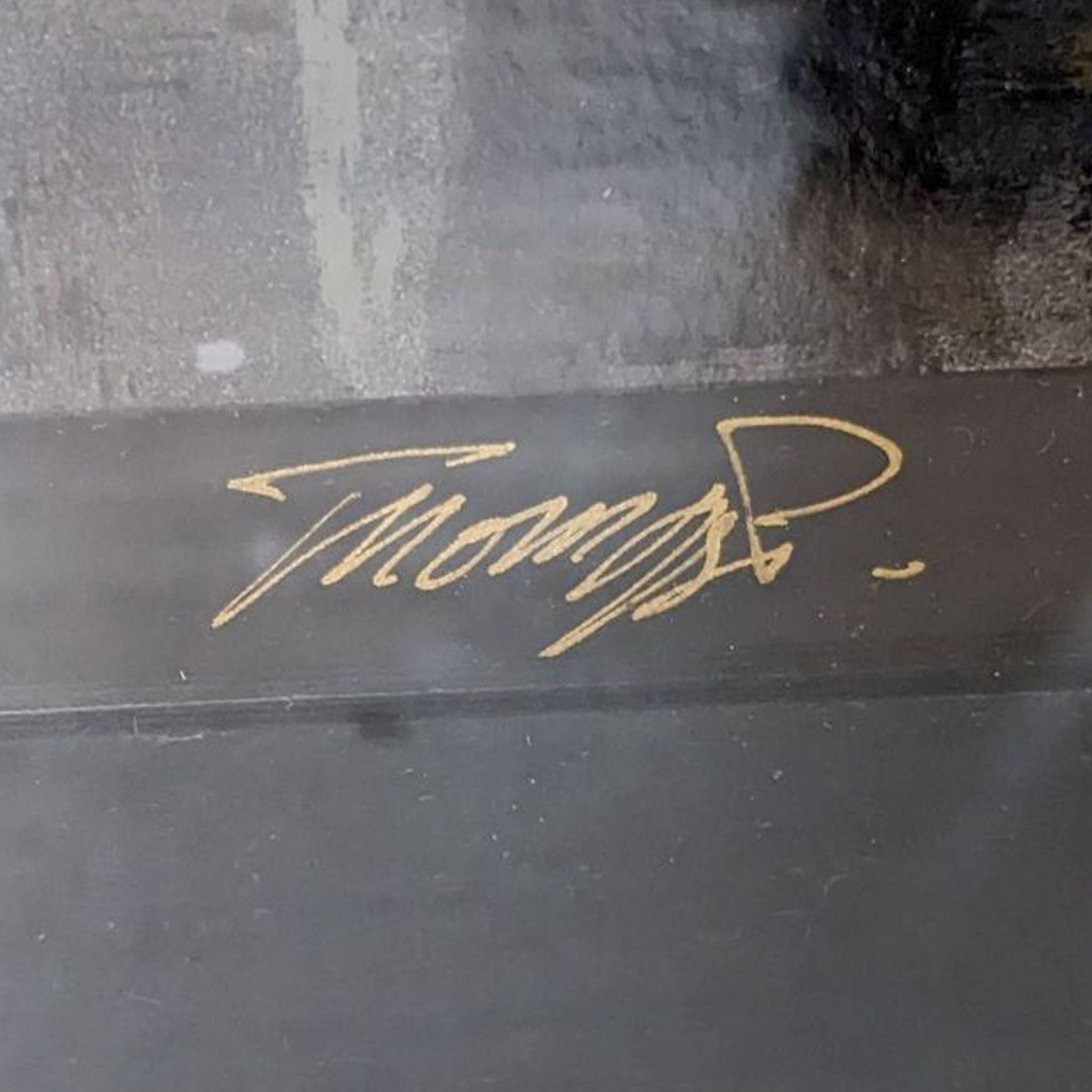 Alt text 2: "Close-up of artist's signature, 'Thomas P.', on a serigraph print from La Petites Suites Fenetre series by Reperch."
