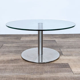 Image of Glass Top Coffee Table with Pedestal Base