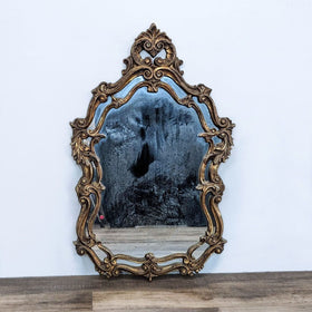 Image of Antique Country French Hand Carved Solid Vintage Wood Louis XV Gold Gilt Gesso Mirror