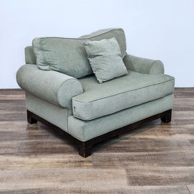 Image of Contemporary Oversized Armchair with Extra Cushion in Soft Green