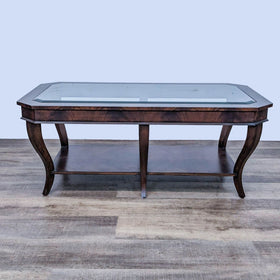 Image of Ethan Allen Glass Top Coffee Table with Shelf