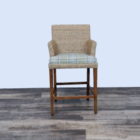 Image of Woven Seagrass High-Back Stool