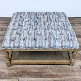 Image of Motif Design RH Style Ottoman On Wood Base