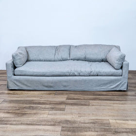 Image of Restoration Hardware Linen Grey Fabric Belgian Sofa