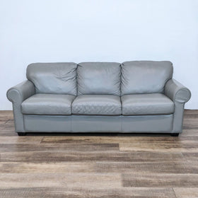 Image of Macys Contemporary Gray Leather Sofa