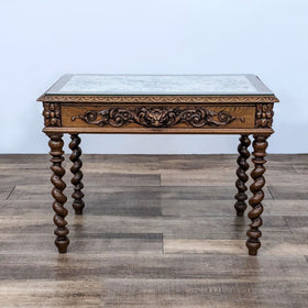 Image of Antique Carved One Drawer Table
