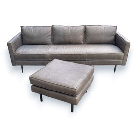 Image of West Elm Axel Leather Reversible Sofa