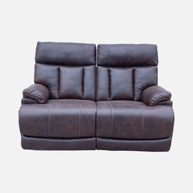 Image of Costco Brown Leather Reclining Loveseat with USB Ports
