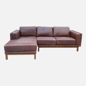 Image of West Elm Leather De Kalb Sectional With Chaise