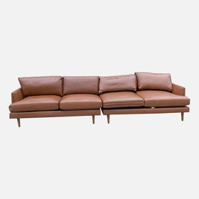 Image of West Elm Vegan Leather Haven Loft Large Sectional Sofa