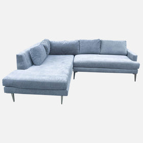 Image of West Elm Andes Velvet Two-Piece Bumper Sectional