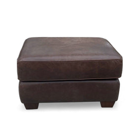 Image of Pottery Barn Brown Leather Pearce Ottoman