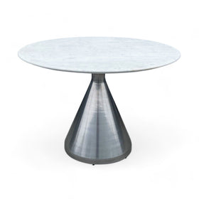 Image of Modern Marble-Top Dining Table with Sleek Metal Base