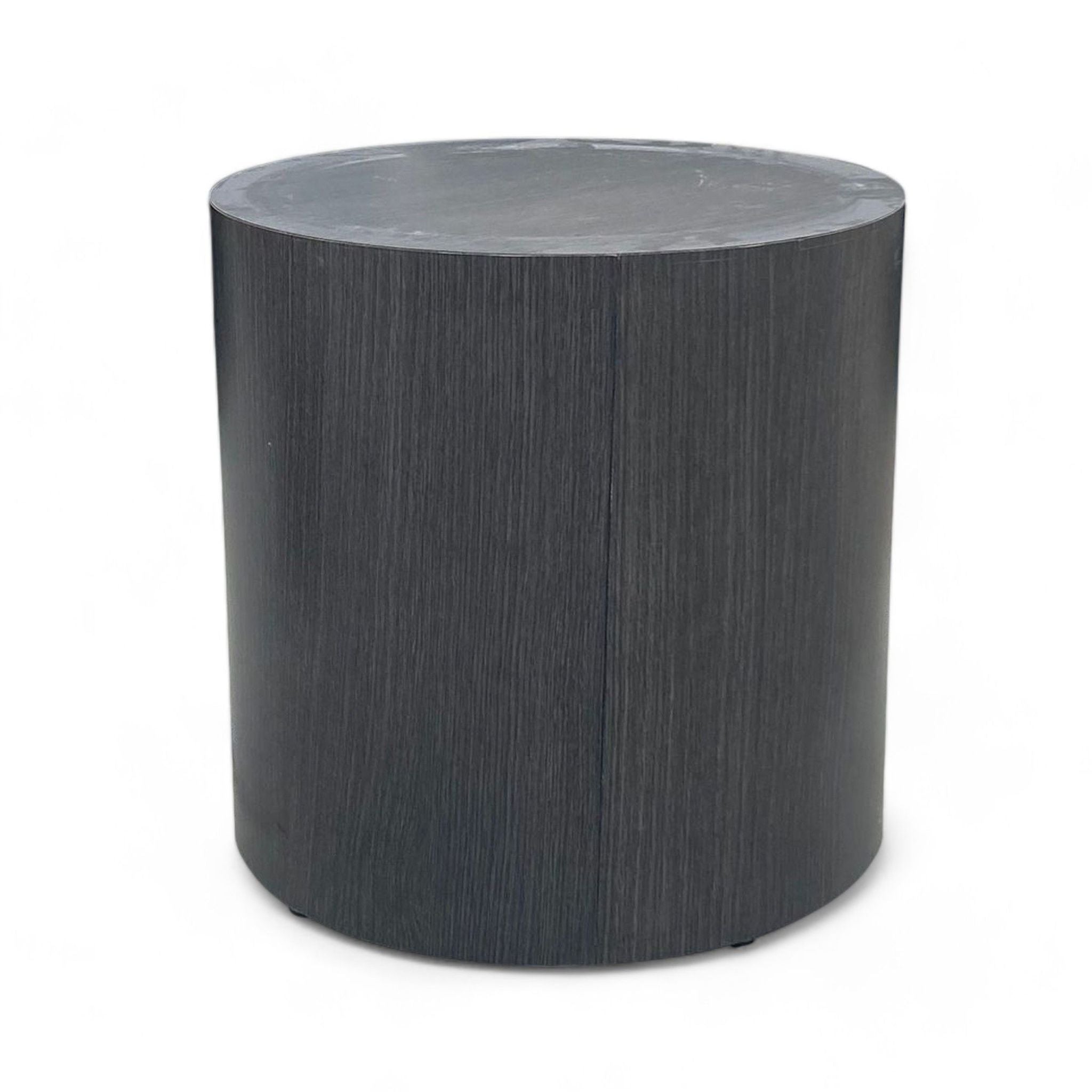 1. Reperch brand modern side table in a dark gray finish, cylindrical shape with a smooth surface, against a white background.