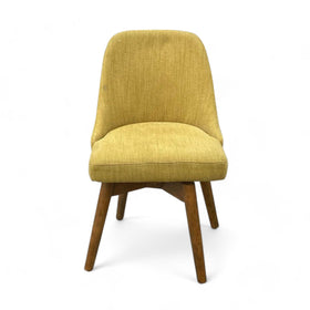Image of West Elm Mid Century Wood Upholstered Swivel Chair