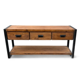 Image of Industrial Style Three Drawer Sideboard with Shelf