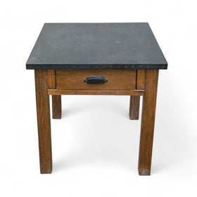 Image of Metal Top One Drawer Wood End Table