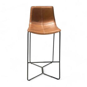 Image of West Elm Modern Slope Leather Barstool - In Box