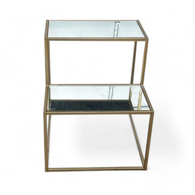 Image of Two Tier Glass and Metal End Table