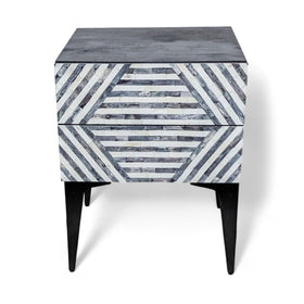 Image of West Elm Two Drawer Nightstand with Bone Inlay