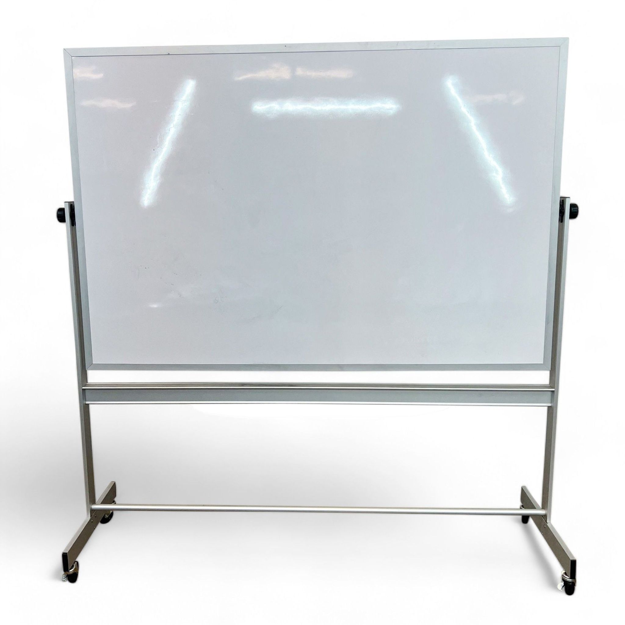 Reperch brand large magnetic whiteboard with a steel frame on wheels, shown in a clean, well-lit space.