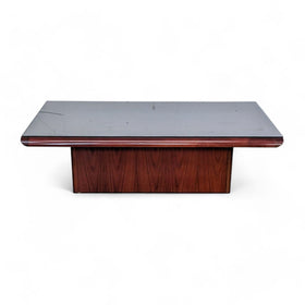 Image of Wood Coffee Table with Pedestal Base