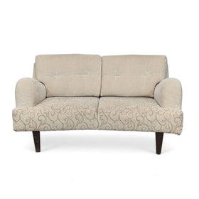 Image of Contemporary Beige Two Fabric Loveseat