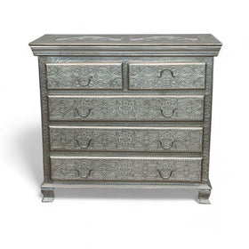 Image of Vintage-Style Metallic Embossed 5-Drawer Dresser