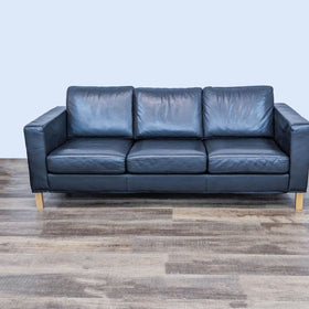 Image of Modern Black Leather Sofa