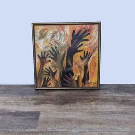 Image of Framed Original Oil Of Reaching Hands