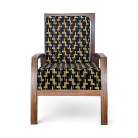 Image of Modern Geometric-Patterned Lounge Chair with Wooden Frame