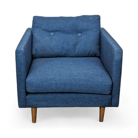 Image of Article Modern Denim Blue Armchair with Wooden Legs