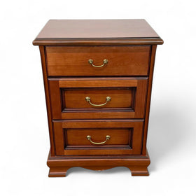 Image of Three Drawer Wood Nightstand