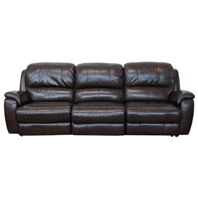 Image of Comfortable 3-Seat Reclining Leather Sofa in Classic Brown