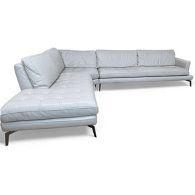 Image of Modern Light Gray Leather Italian Made Sectional Sofa with Chaise