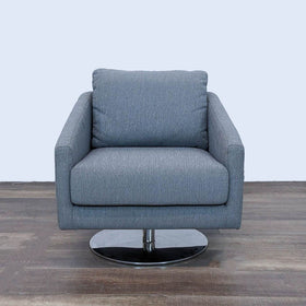 Image of Modern Gray Fabric Swivel Lounge Chair